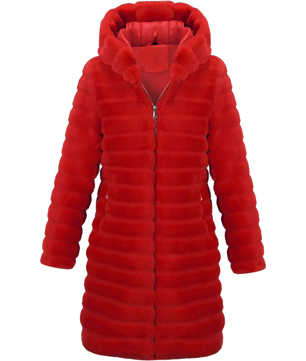 Elsbeth Carrie Preston Red Puffer Fur Coat (1)