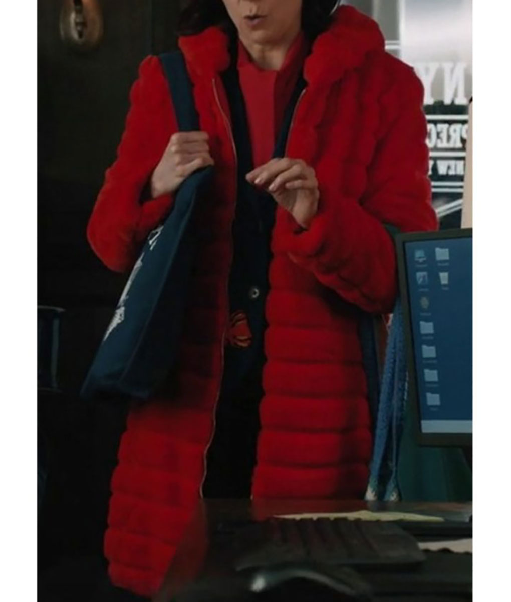 Elsbeth Carrie Preston Red Puffer Fur Coat (2)