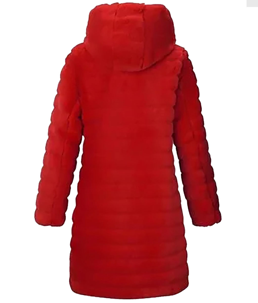Elsbeth Carrie Preston Red Puffer Fur Coat (3)