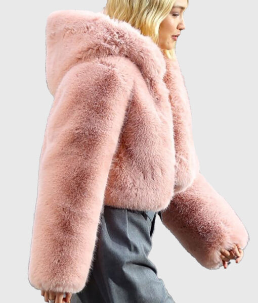 Gigi Hadid Maybelline Commercial Pink Fur Jacket-1