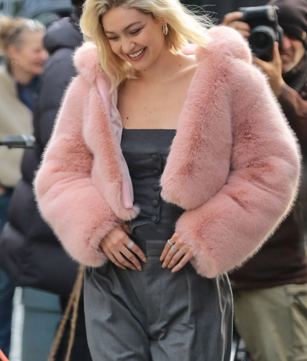Gigi Hadid Pink Fur Jacket (4)