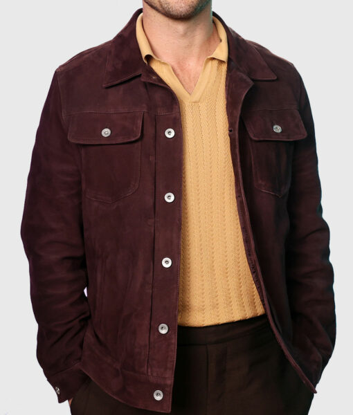 Glen Powell Hit Man (Gary Johnson) Suede Leather Jacket