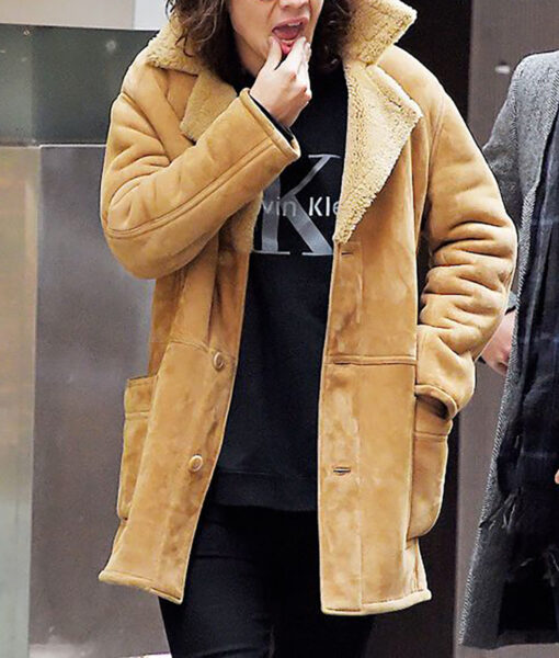 Harry Styles Brown Shearling Suede Leather Jacket-1