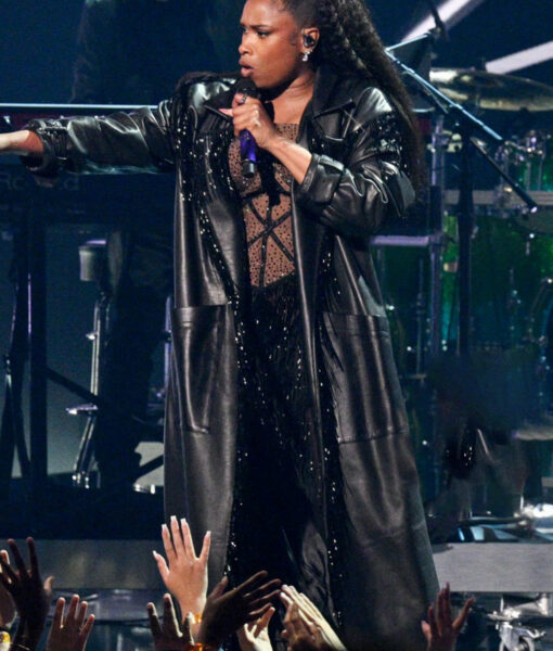 Jennifer Hudson iHeartRadio Music Awards Black Leather Coat