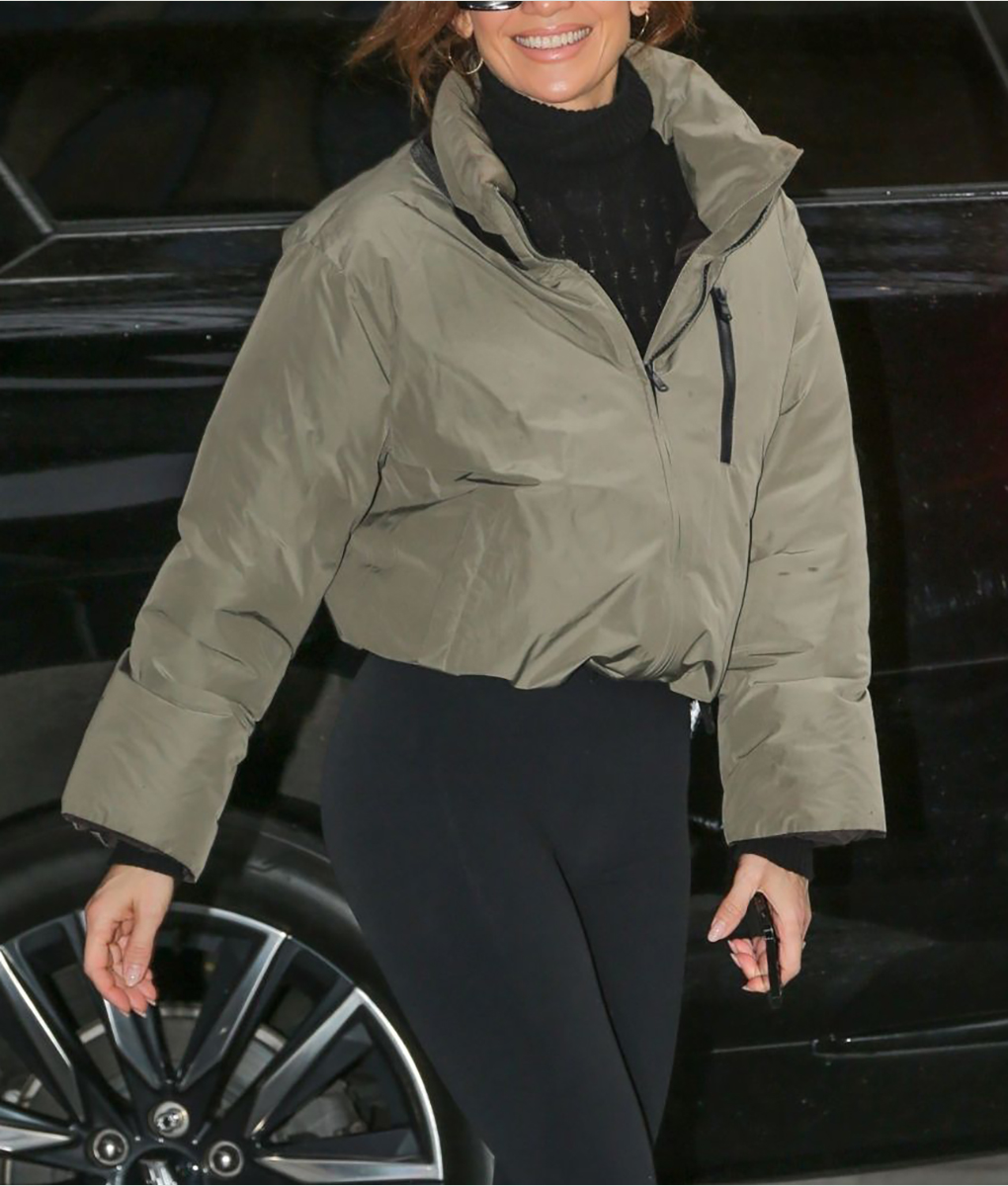 Jennifer Lopez Khaki Puffer Jacket (2)