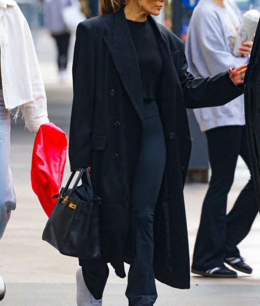 Jennifer Lopez Long Wool Black Coat-1