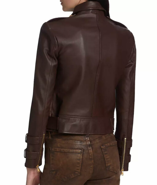 Kaitlin Olson Hacks Chocolate Brown Leather Jacket-2