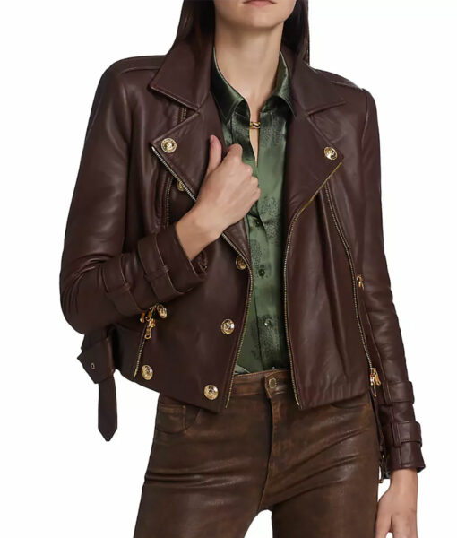 Kaitlin Olson Hacks Chocolate Brown Leather Jacket-4