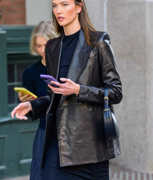 Karlie Kloss Subway Station Leather Blazer