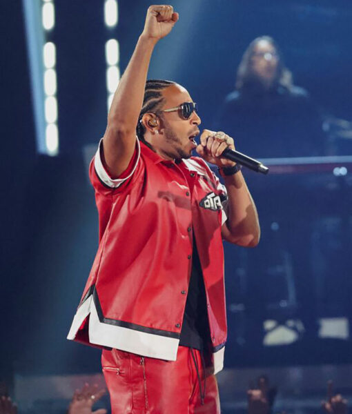 Ludacris iHeartRadio Music Award Red Leather Jacket-5