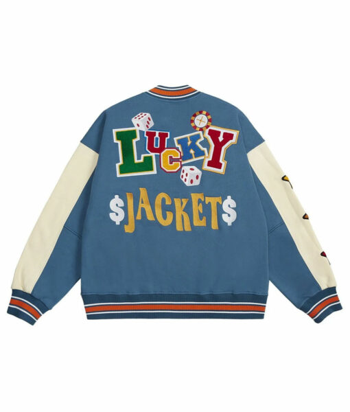 Poker Lucky Blue Varsity Jacket-4