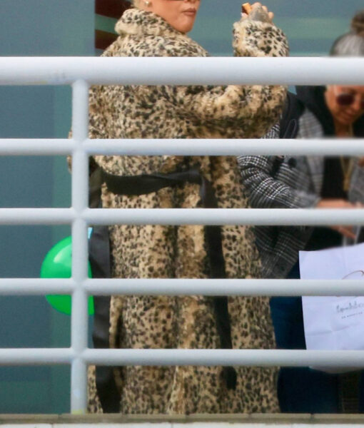 Rihanna Leopard Print Fur Coat-2