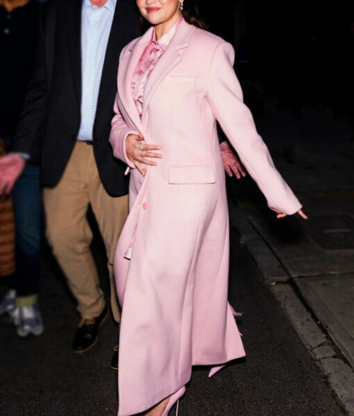 Selena Gomez Rare Beauty Long Pink Coat-5