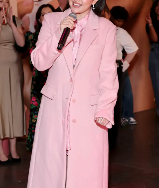 Selena Gomez Rare Beauty Long Pink Coat-6