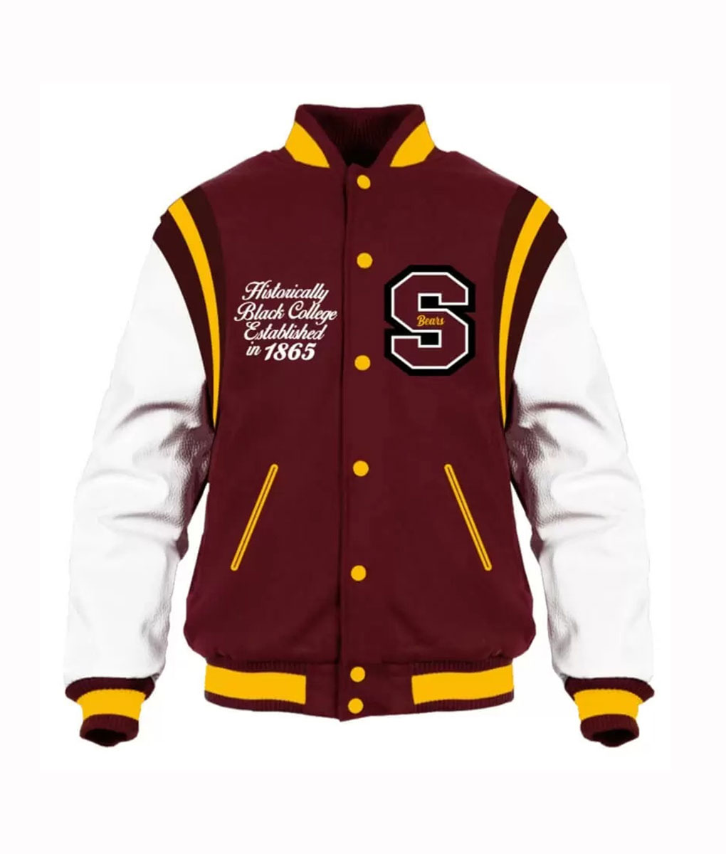 Shaw University Maroon Varsity Jacket (2)