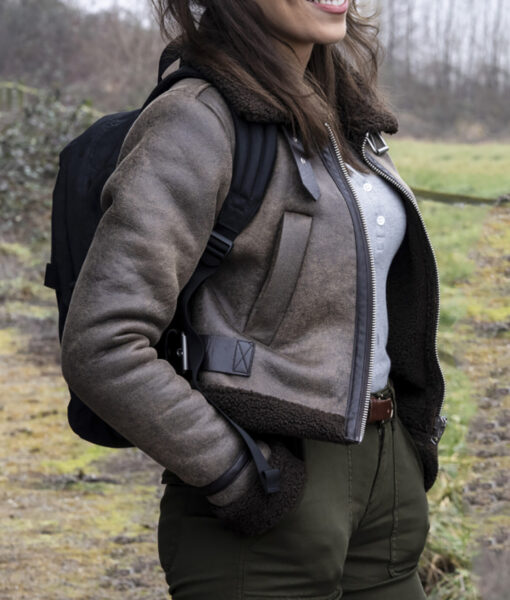 Sofia Pernas Tracker (Billie Matalon) Brown Leather Aviator Jacket