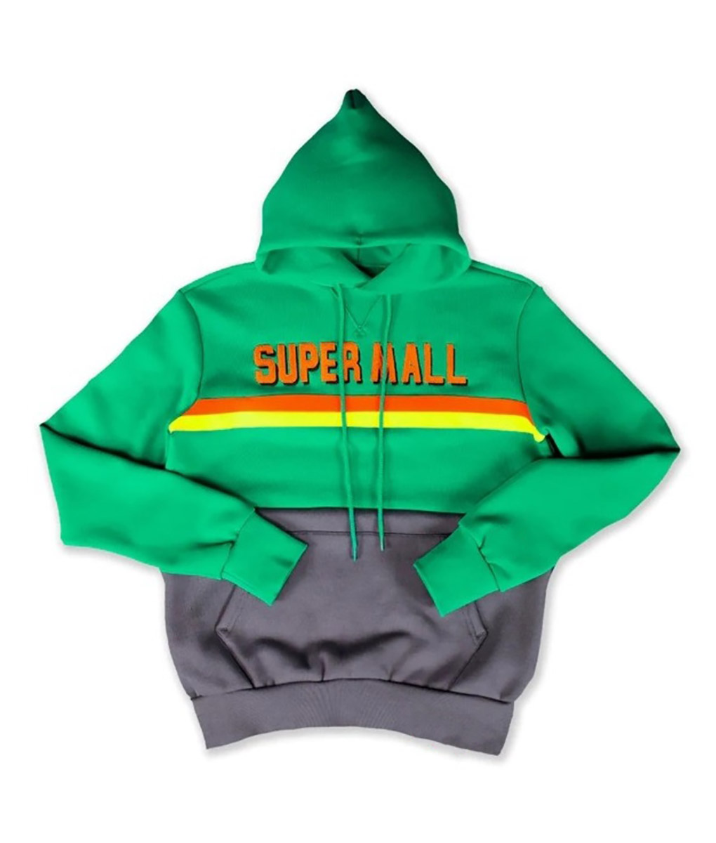 Super Mall Green and Black Pullover Hoodie-1