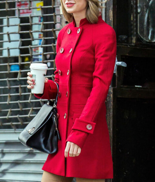 Taylor Swift Double Breasted Red Wool Coat-1
