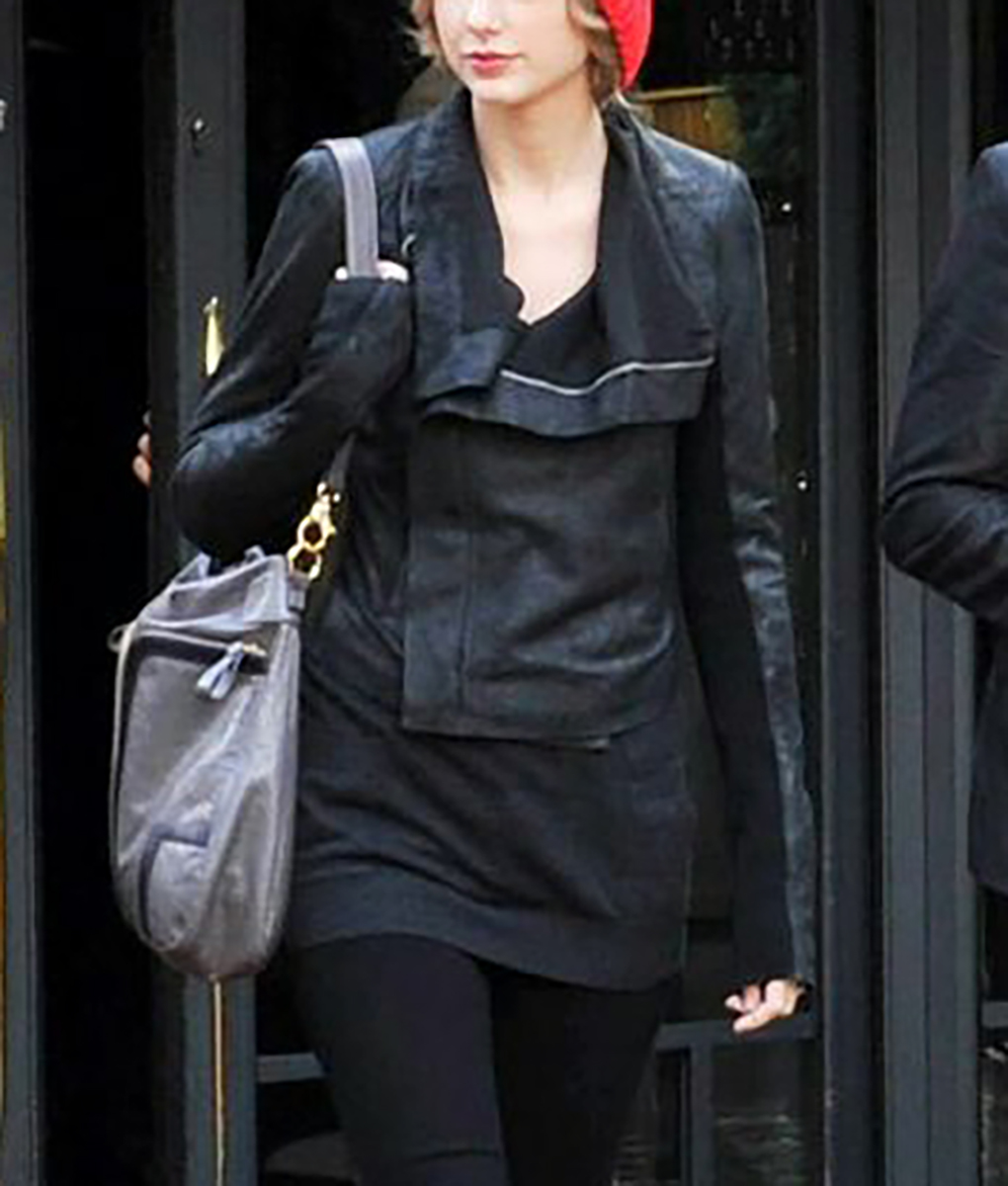 Taylor Swift Rick Owens Black Leather Jacket-4