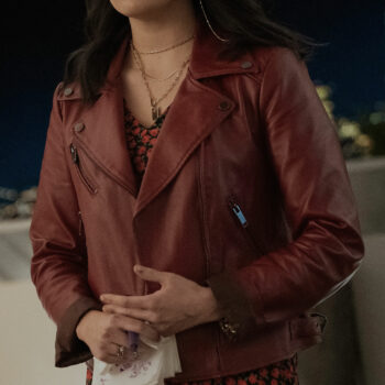 The Afterparty Zoe Chao Maroon Leather Jacket-1