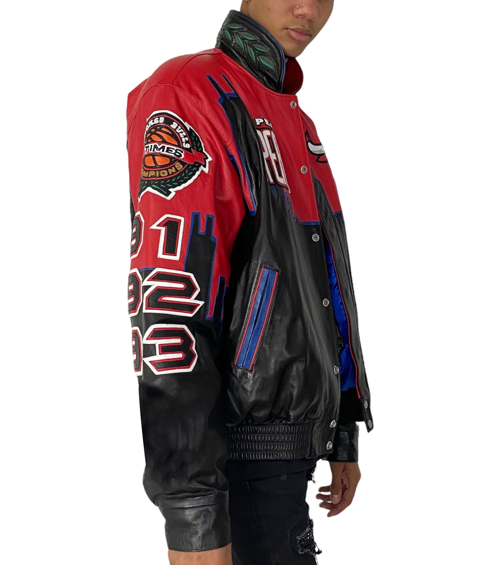 Three Peat Chicago Bulls Leather Jacket (3)