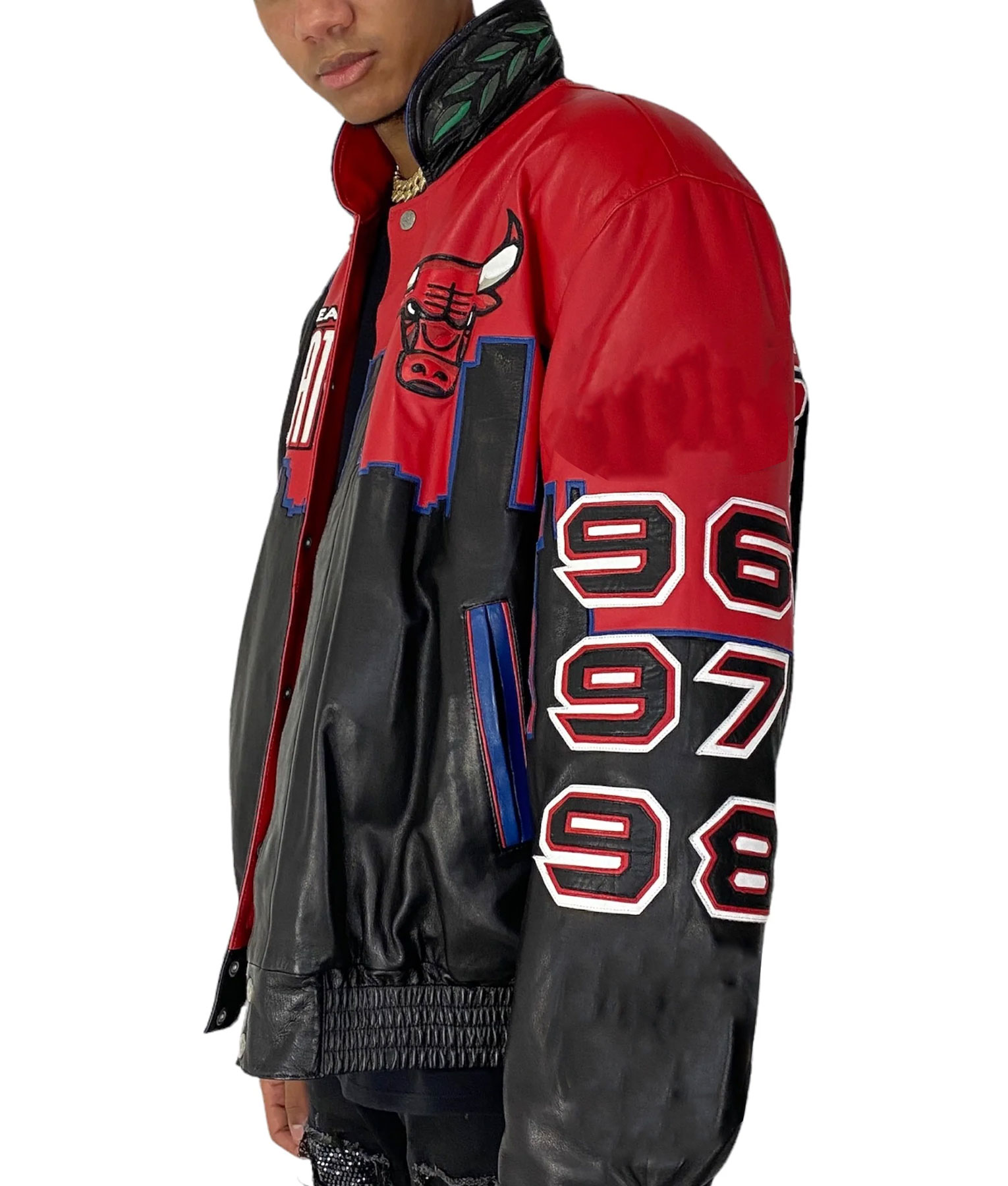 Three Peat Chicago Bulls Leather Jacket (4)