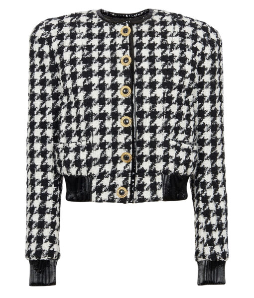 Today Show Alison Brie Houndstooth Round Neck Jacket-4