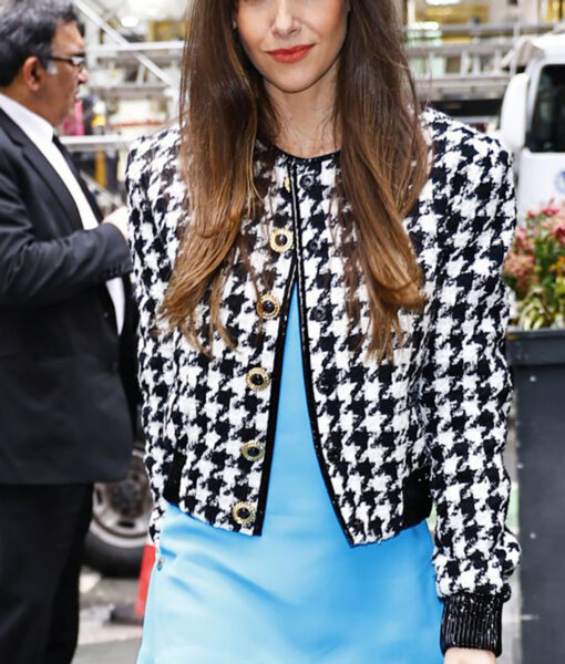 Today Show Alison Brie Houndstooth Round Neck Jacket-5