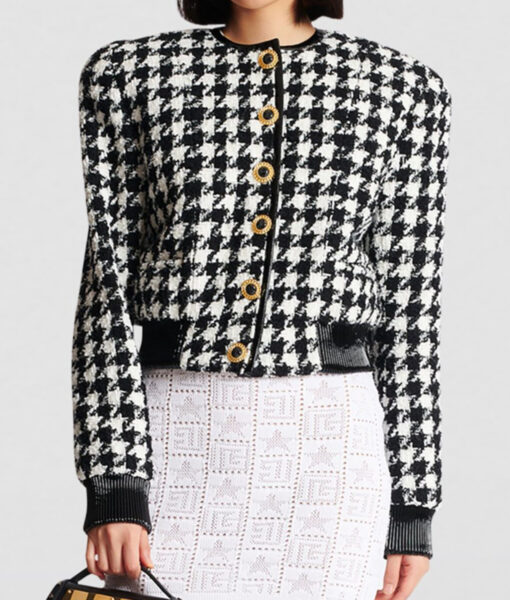 Today Show Alison Brie Houndstooth Round Neck Jacket-1