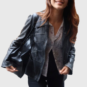 Camila Mendes Shirt Style Black Leather Jacket-2