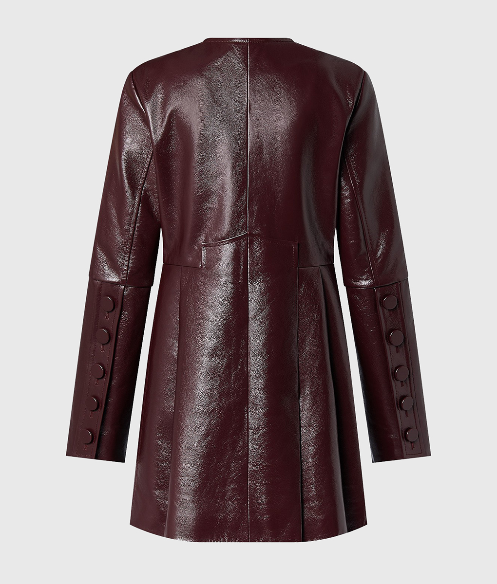 Hannah Einbinder Maroon Leather Coat (4)