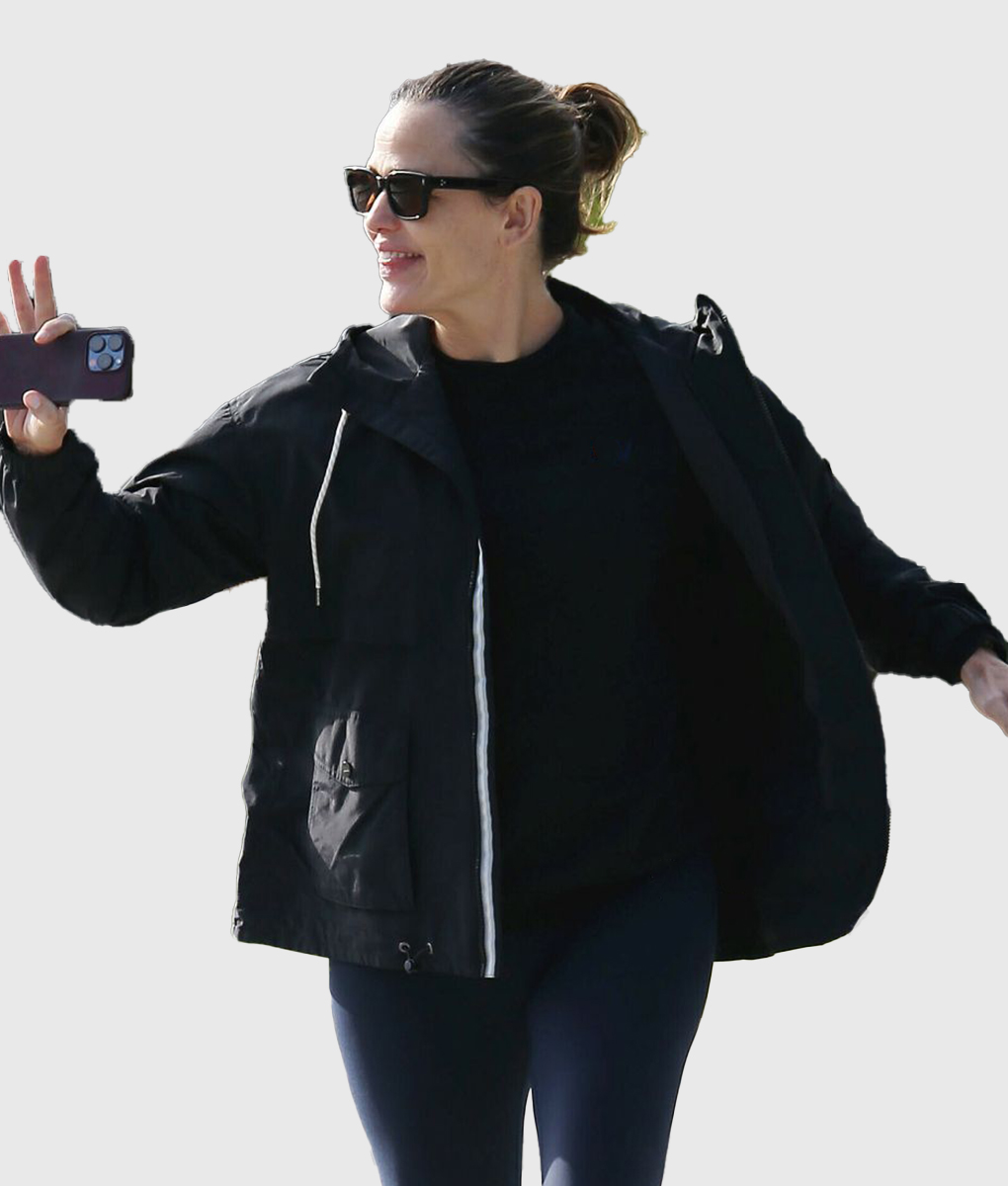 Jennifer Garner Black Hooded Jacket (2)