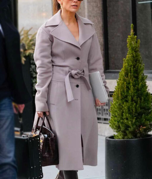 Jennifer Lopez NYC Wool Gray Trench Coat-4
