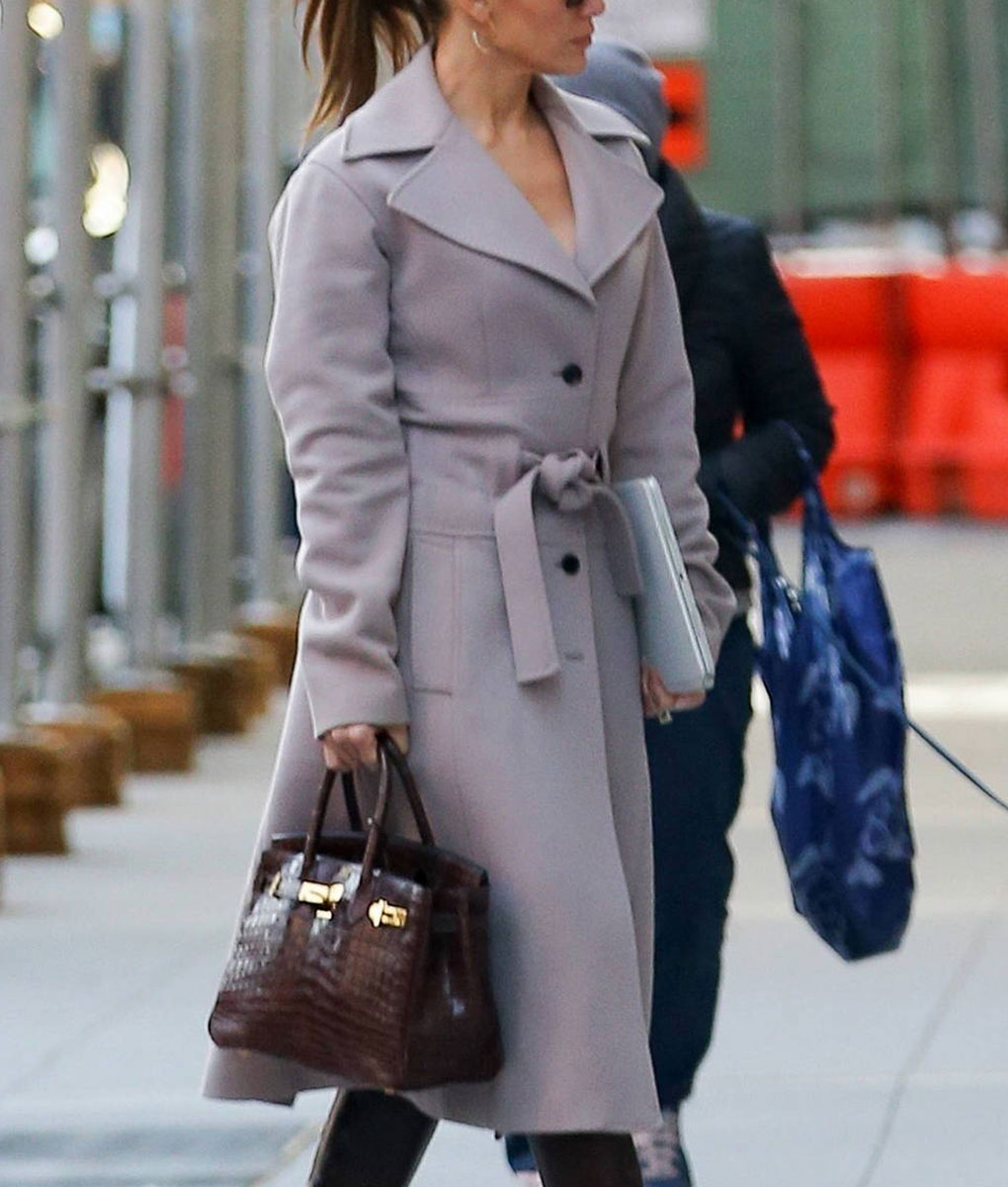 Jennifer Lopez Gray Trench Coat (3)
