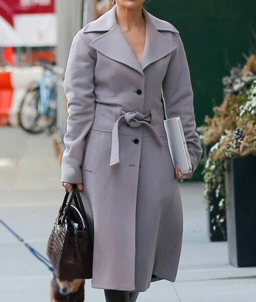Jennifer Lopez NYC Wool Gray Trench Coat-2