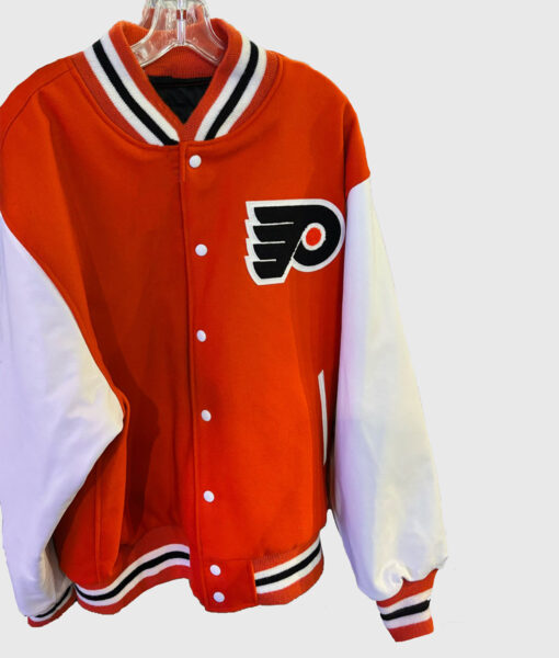 John Tortorella Philadelphia Flyers 2024 Orange Varsity Jacket-3