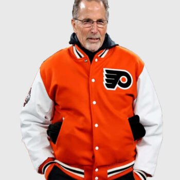 John Tortorella Philadelphia Flyers 2024 Orange Varsity Jacket-1