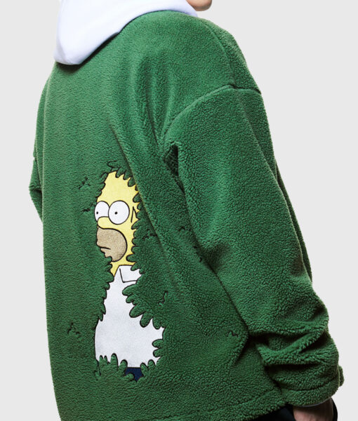 The Simpsons Homer Bush Green Shearling Jacket-4