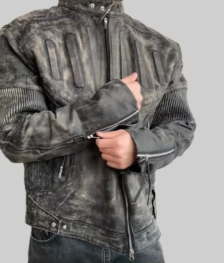 Travis Scott Junate Kim Black Leather Biker Jacket-1