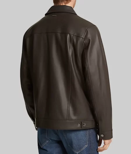 Albert Dark Brown Leather Trucker Jacket-2