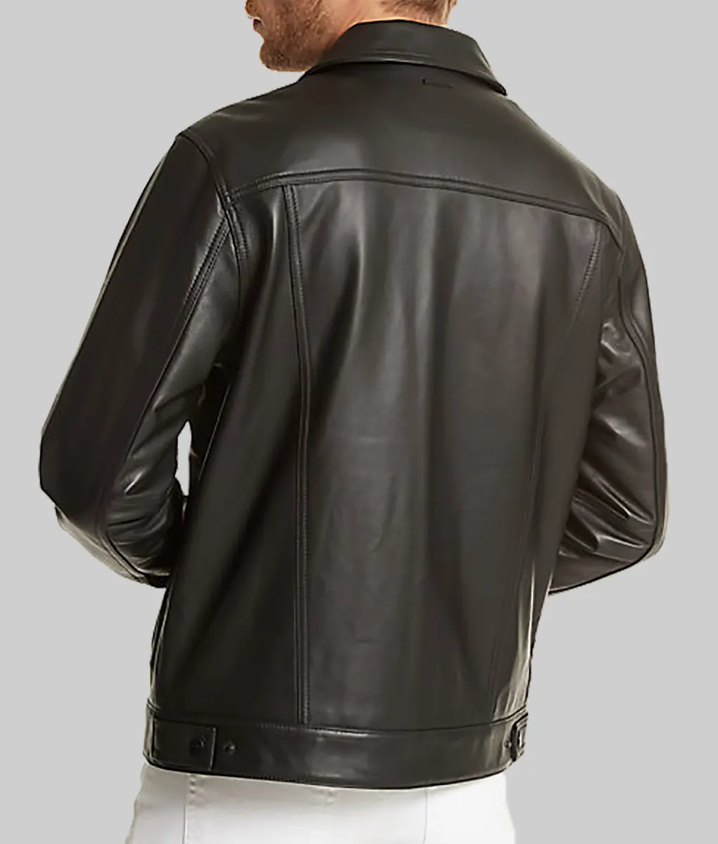 Austin Black Leather Trucker Jacket-2