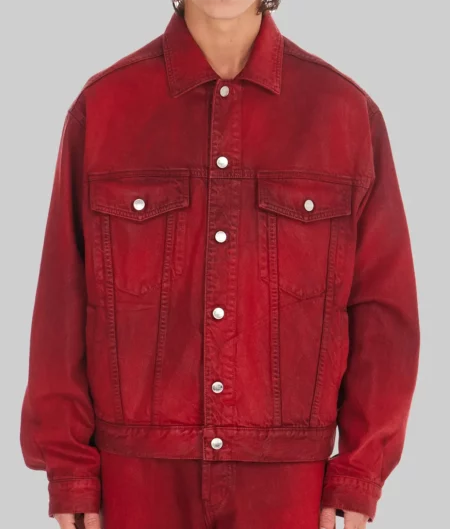 Travis Kelce Red Trucker Jacket - Front View