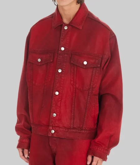Travis Kelce Red Trucker Jacket - Side View
