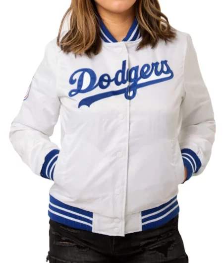 1980 LA Dodgers White Bomber Jacket - front