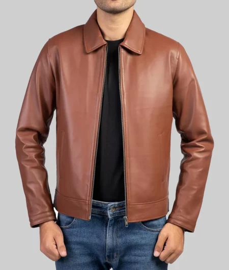 Jesse Tan Brown Leather Jacket-1